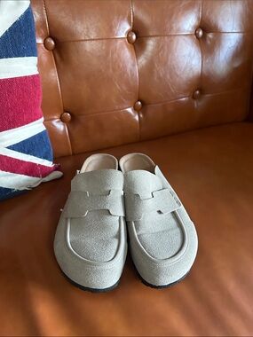 Asos zara h sandals Neutral Beige Suede Slip-On Loafers